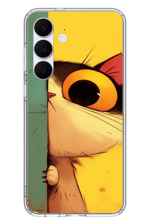 Samsung Galaxy S25 FE Uyumlu Tek Gözlü Kedi Baskılı Silikon Kılıf