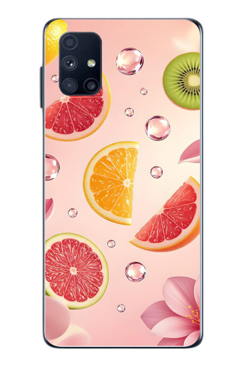 Samsung Galaxy M51 Uyumlu Meyve Dilimleri Baskılı Silikon Kılıf