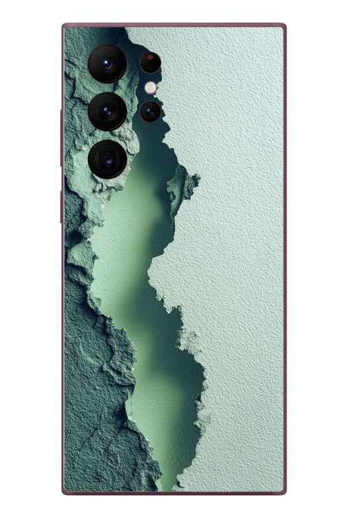 Samsung Galaxy S22 Ultra Uyumlu Koyu Yeşil İzler Baskılı Silikon Kılıf