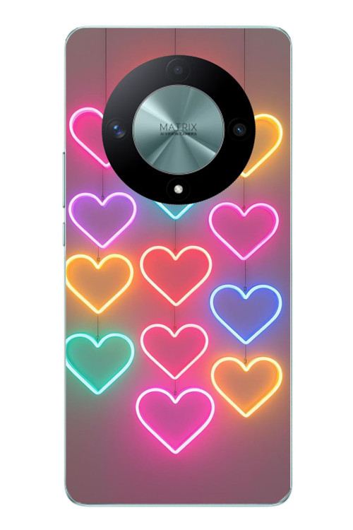 Honor X9B Uyumlu Neon Kalpler Baskılı Silikon Kılıf