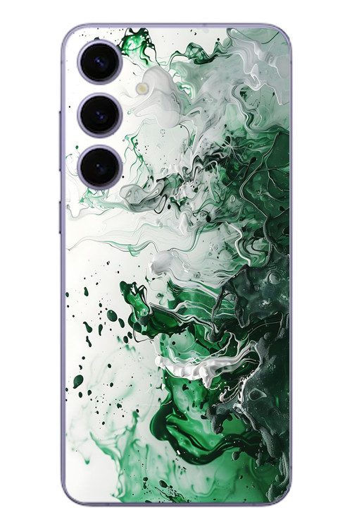 Samsung Galaxy S24 Plus Uyumlu Yeşil Beyaz Dalgalar Baskılı Silikon Kılıf