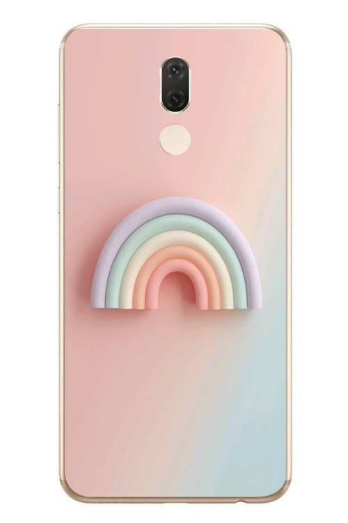 Huawei Mate 10 Lite Uyumlu Gökkuşağı Pastel Baskılı Silikon Kılıf