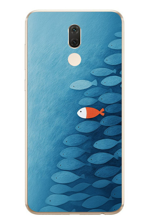 Huawei Mate 10 Lite Uyumlu Balıklar Yüzüyor Baskılı Silikon Kılıf