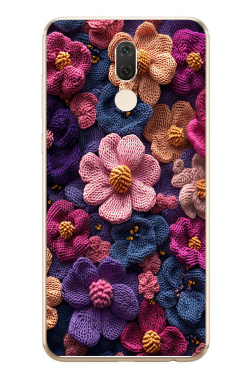 Huawei Mate 10 Lite Uyumlu Çiçek Örgüsü Baskılı Silikon Kılıf