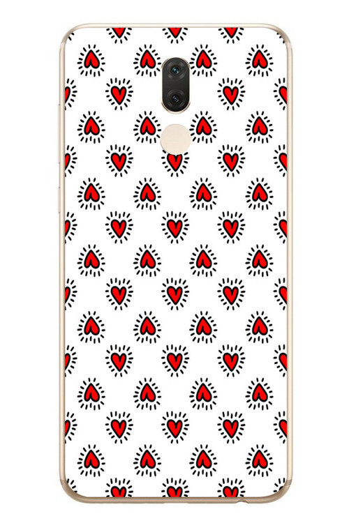 Huawei Mate 10 Lite Uyumlu Kalp Çizgisi Baskılı Silikon Kılıf