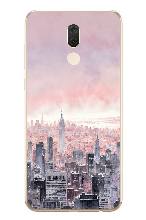 Huawei Mate 10 Lite Uyumlu Gökdelenler Baskılı Silikon Kılıf
