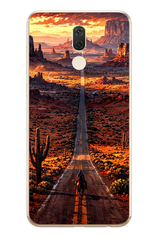 Huawei Mate 10 Lite Uyumlu Kovboy Yolda Baskılı Silikon Kılıf