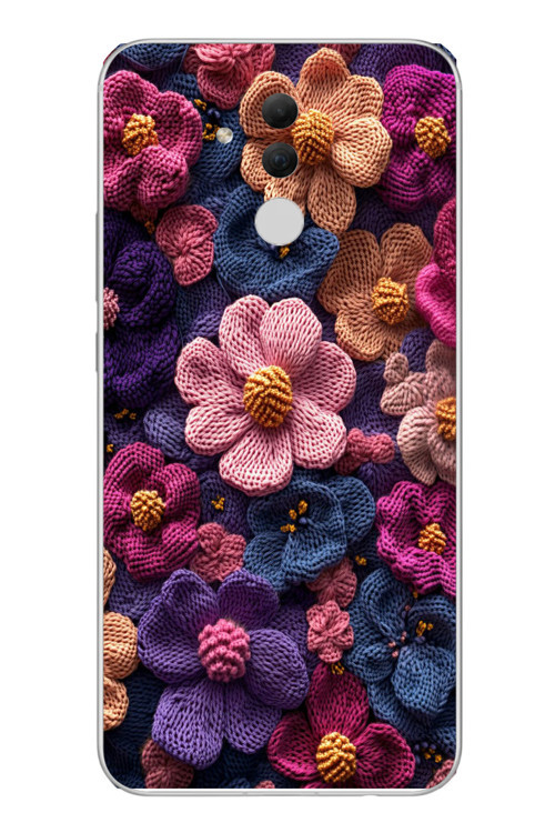 Huawei Mate 20 Lite Uyumlu Çiçek Örgüsü Baskılı Silikon Kılıf