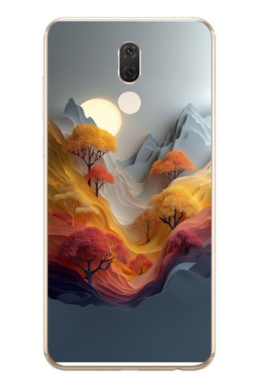 Huawei Mate 10 Lite Uyumlu Renk Dalgalı Manzara Baskılı Silikon Kılıf