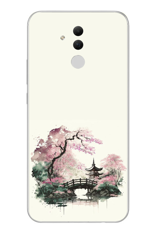 Huawei Mate 20 Lite Uyumlu Japon Bahçesi Baskılı Silikon Kılıf
