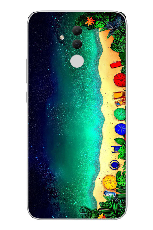 Huawei Mate 20 Lite Uyumlu Tatil Kumsal Gecesi Baskılı Silikon Kılıf