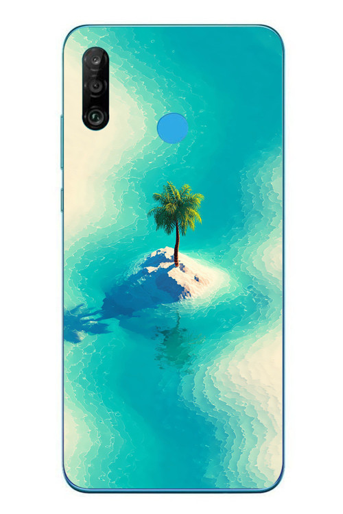 Huawei P30 Lite Uyumlu Adada Palmiye Baskılı Silikon Kılıf