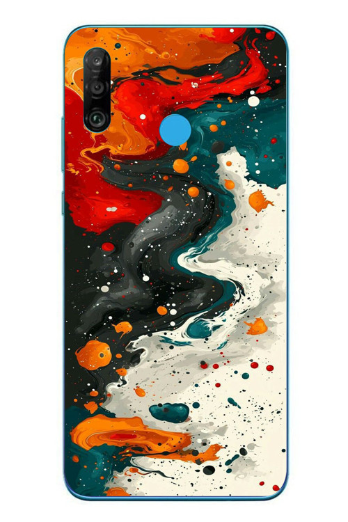Huawei P30 Lite Uyumlu Boya Karışımı Baskılı Silikon Kılıf
