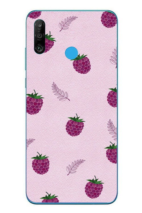 Huawei P30 Lite Uyumlu Çilekler Pembesi Baskılı Silikon Kılıf