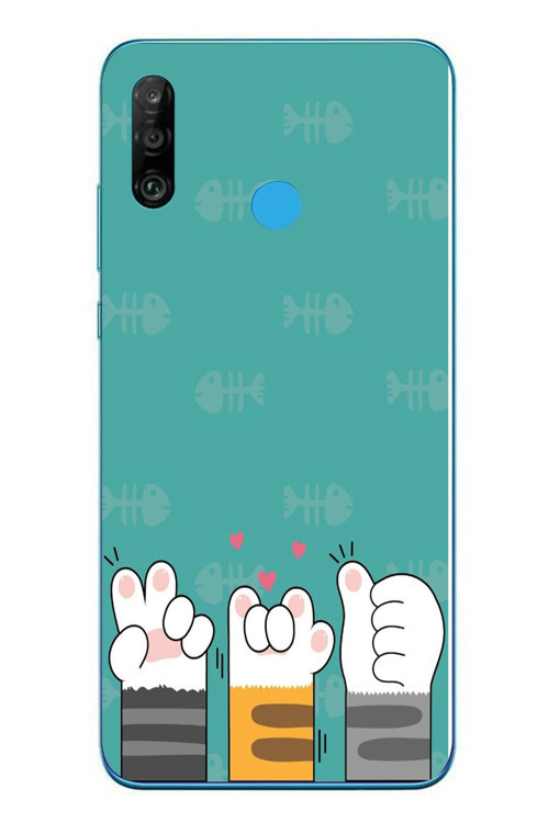 Huawei P30 Lite Uyumlu Kedi Patileri Baskılı Silikon Kılıf