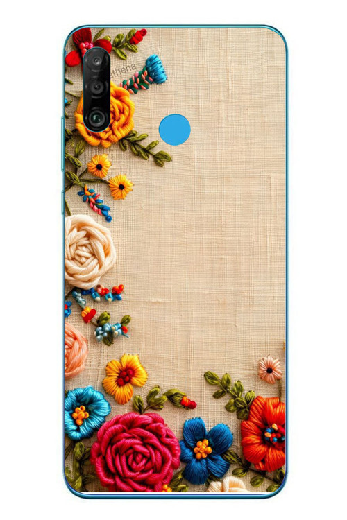 Huawei P30 Lite Uyumlu İşlemeli İğne Oyası Baskılı Silikon Kılıf