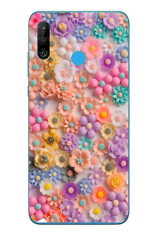 Huawei P30 Lite Uyumlu Çiçek Bükleleri Baskılı Silikon Kılıf