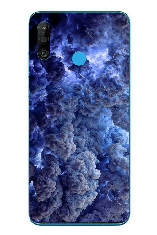 Huawei P30 Lite Uyumlu Mor Bulutlar Baskılı Silikon Kılıf