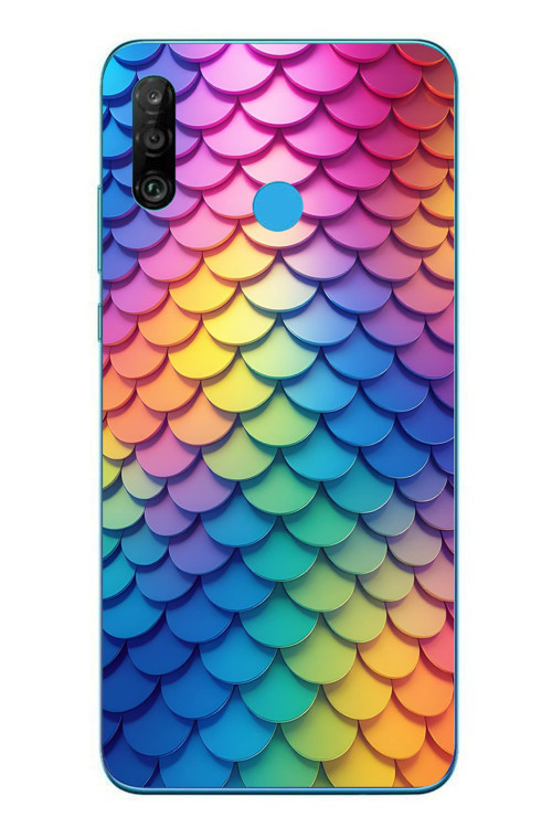 Huawei P30 Lite Uyumlu Gökkuşağı Renkleri Baskılı Silikon Kılıf