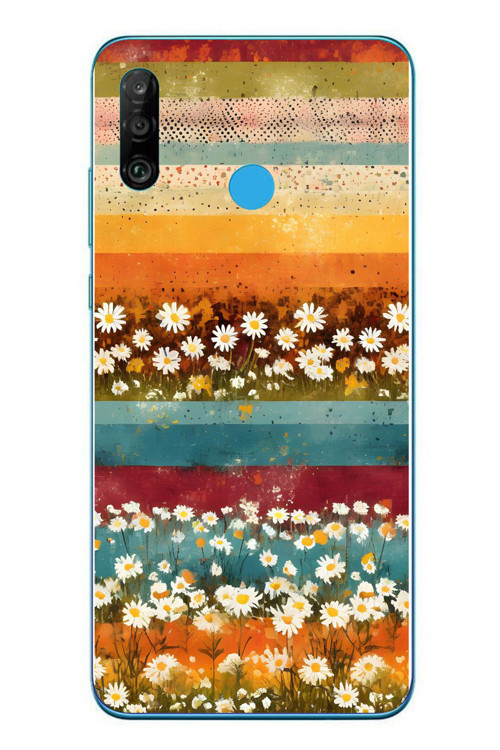 Huawei P30 Lite Uyumlu Çiçek Katmanları Baskılı Silikon Kılıf