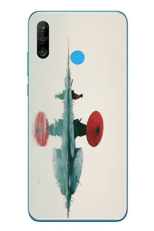 Huawei P30 Lite Uyumlu Japon Şemsiyesi Baskılı Silikon Kılıf