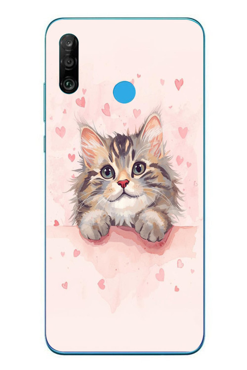 Huawei P30 Lite Uyumlu Benim Kedim Baskılı Silikon Kılıf