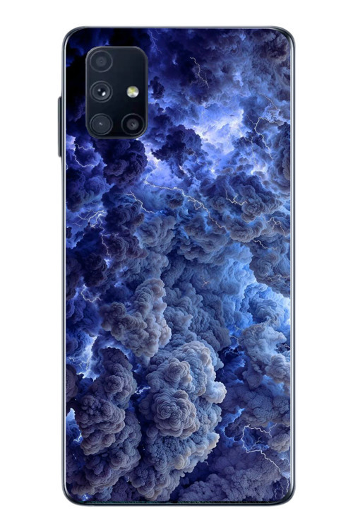 Samsung Galaxy M51 Uyumlu Mor Bulutlar Baskılı Silikon Kılıf