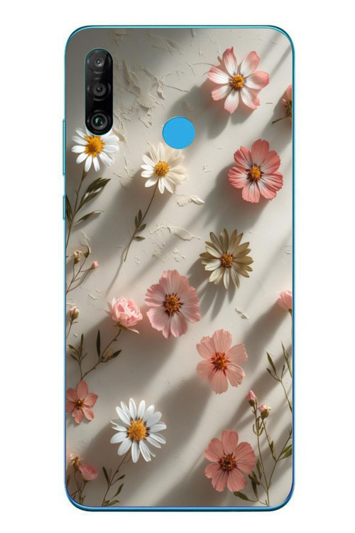 Huawei P30 Lite Uyumlu Papatya Çiçekleri Baskılı Silikon Kılıf