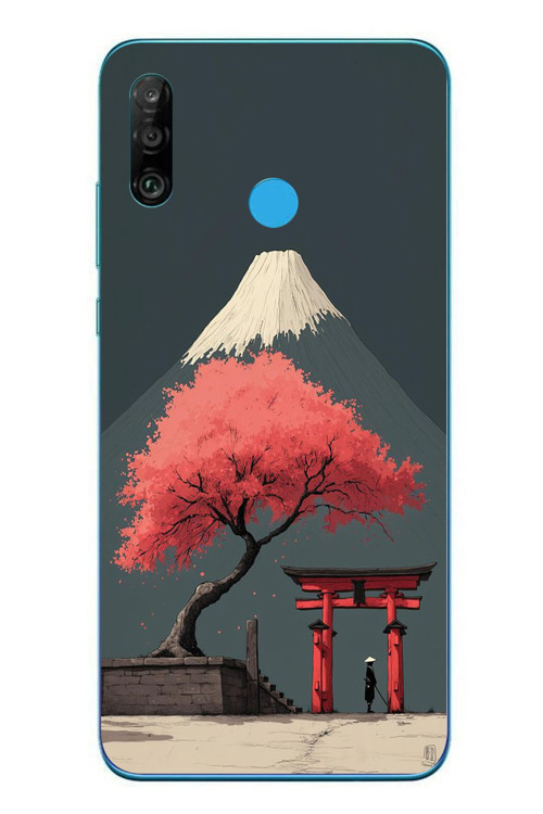 Huawei P30 Lite Uyumlu Fuji Dağı Baskılı Silikon Kılıf