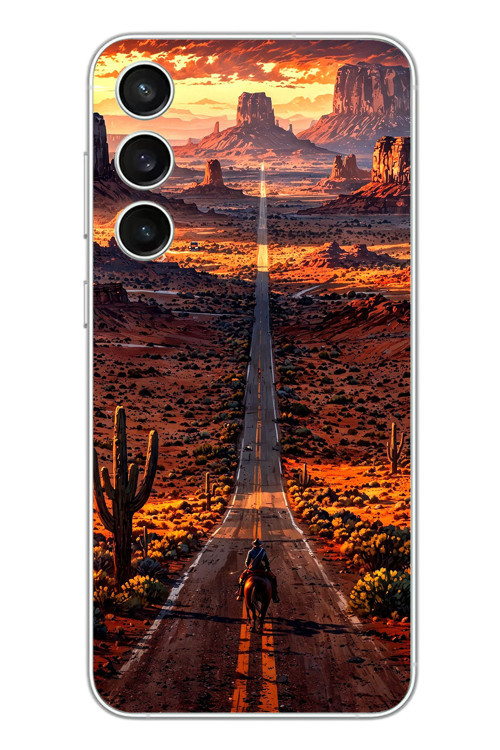 Samsung Galaxy S23 Fe Uyumlu Kovboy Yolda Baskılı Silikon Kılıf