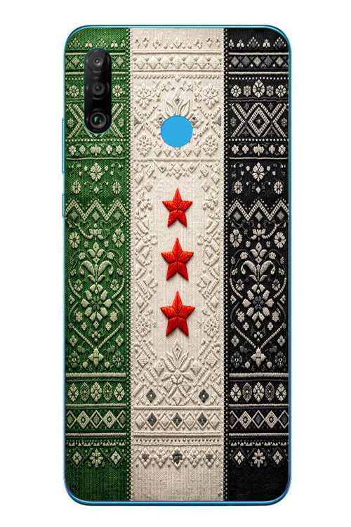 Huawei P30 Lite Uyumlu Suriye Bayrağı Dokuma Baskılı Silikon Kılıf
