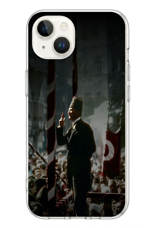 İphone 13/14 Uyumlu Atatürk Hitap Ediyor Baskılı Silikon Kılıf