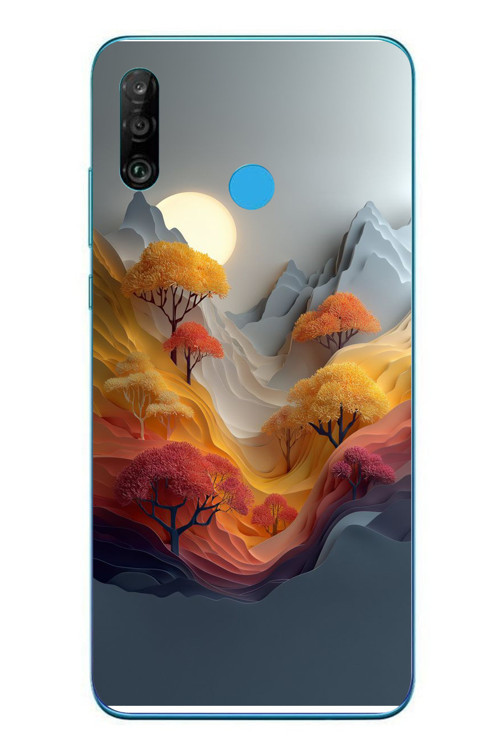 Huawei P30 Lite Uyumlu Renk Dalgalı Manzara Baskılı Silikon Kılıf