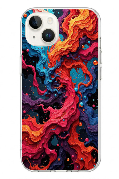 İphone 13/14 Uyumlu Dalgaların İz Karışımı Baskılı Silikon Kılıf