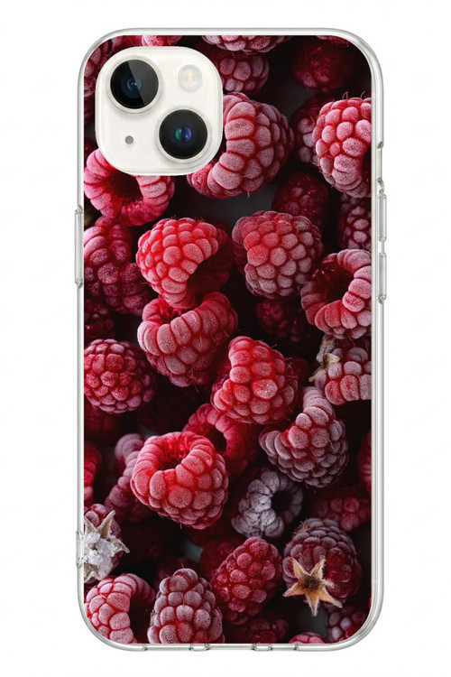 İphone 13/14 Uyumlu Ahududu Frambuaz Baskılı Silikon Kılıf