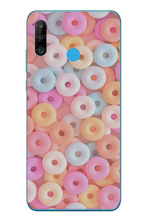 Huawei P30 Lite Uyumlu Renkli Yuvarlak Şekerler Baskılı Silikon Kılıf