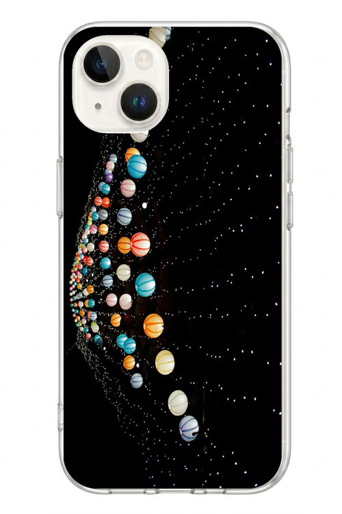İphone 13/14 Uyumlu Gezegenlerin Dansı Baskılı Silikon Kılıf