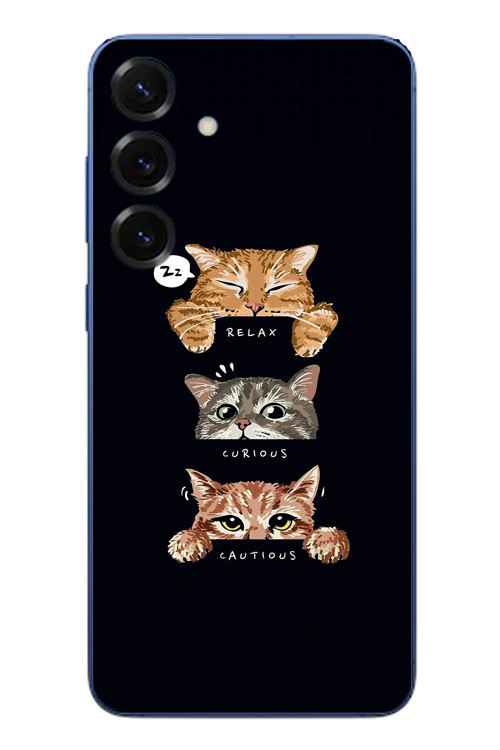 Samsung Galaxy S25 Plus Uyumlu Kedi Halleri Baskılı Silikon Kılıf