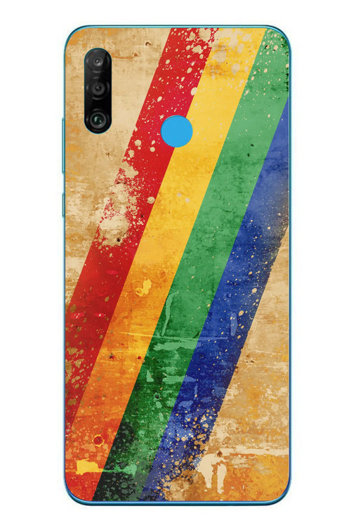Huawei P30 Lite Uyumlu Yan Gökkuşağı Baskılı Silikon Kılıf