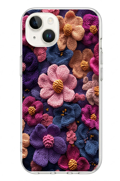İphone 13/14 Uyumlu Çiçek Örgüsü Baskılı Silikon Kılıf