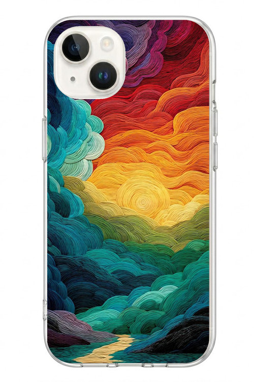 İphone 13/14 Uyumlu Gün Doğumu ve Batımı Baskılı Silikon Kılıf