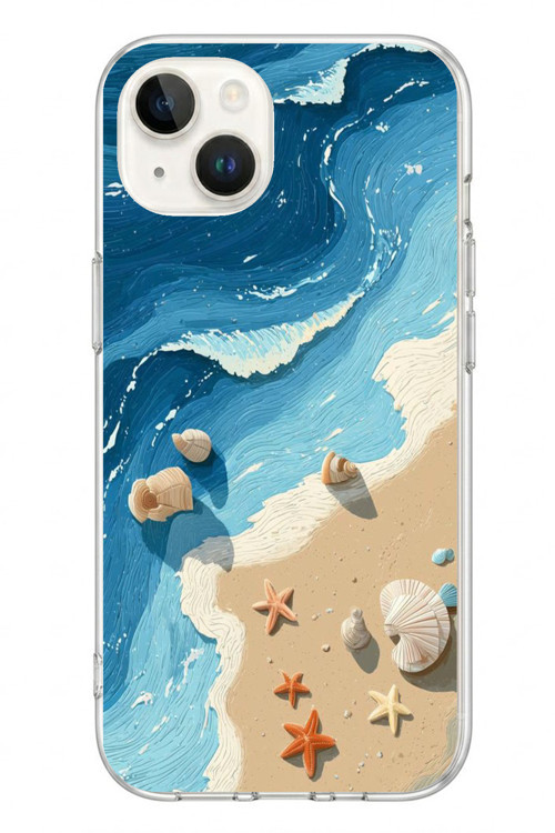 İphone 13/14 Uyumlu Deniz Yıldızı Tatilde Baskılı Silikon Kılıf