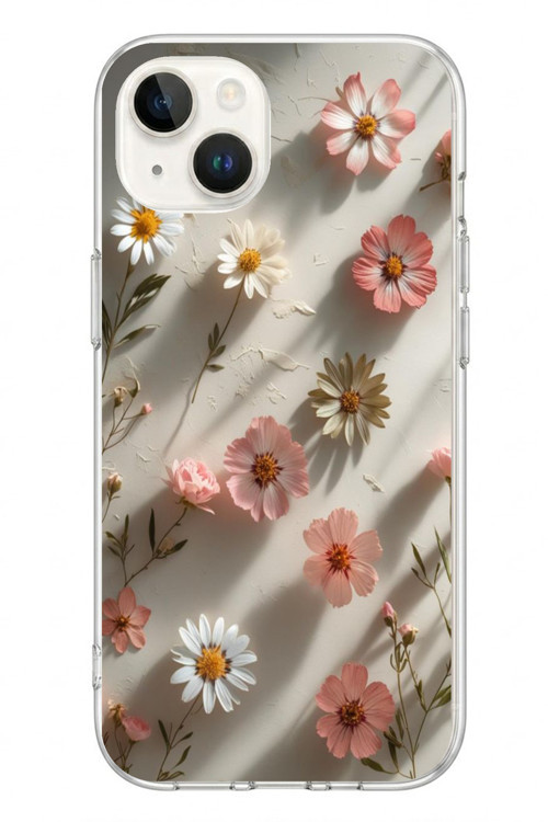 İphone 13/14 Uyumlu Papatya Çiçekleri Baskılı Silikon Kılıf