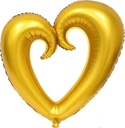 Helyuma Uyumlu Kalp Şekilli Büyük Boy Sevgililer Günü Metalik Kalpli Folyo Balon ALTIN GOLD Kalp Balon