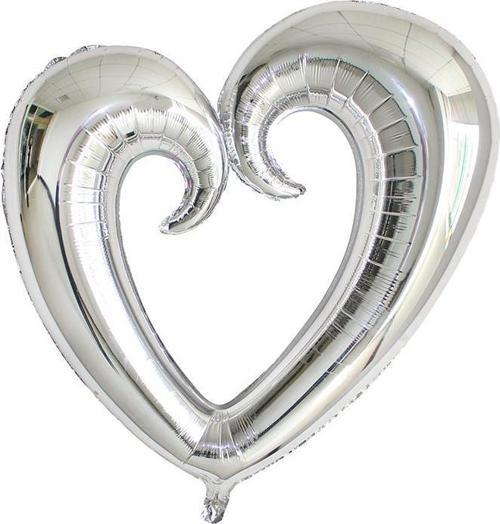 Helyuma Uyumlu Kalp Şekilli Büyük Boy Sevgililer Günü Metalik Kalpli Folyo Balon GÜMÜŞ SİLVER Kalp Balon