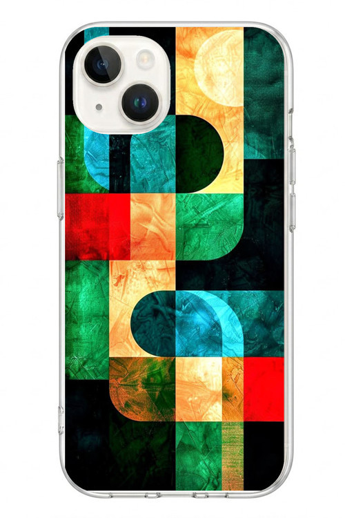 İphone 13/14 Uyumlu Modern Çizgiler Baskılı Silikon Kılıf