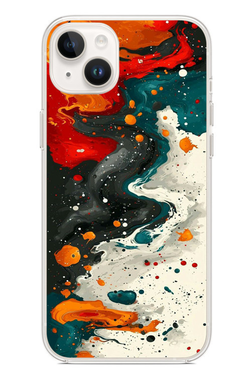 İphone 14 Plus Uyumlu Boya Karışımı Baskılı Silikon Kılıf