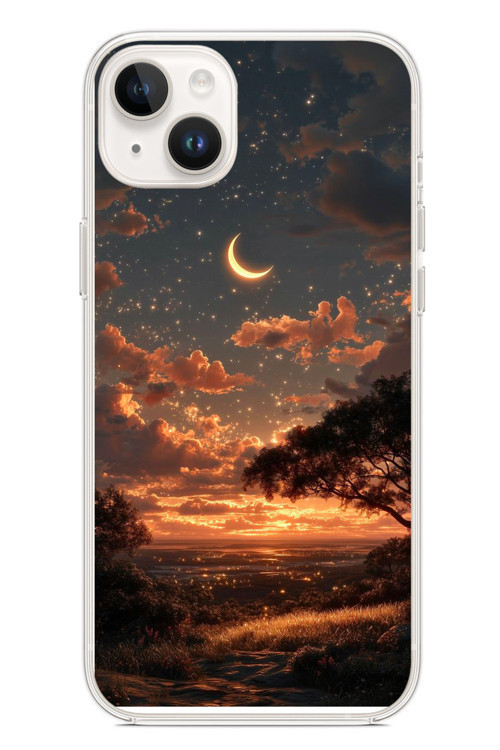 İphone 14 Plus Uyumlu Ay Gecesi Baskılı Silikon Kılıf