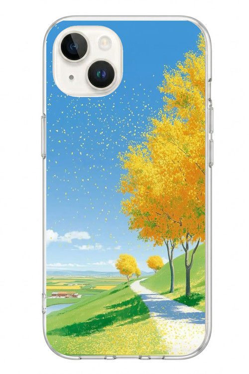 İphone 13/14 Uyumlu Sarı Sonbahar Ağacı Baskılı Silikon Kılıf