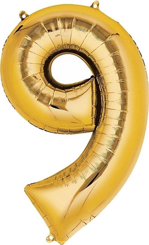 Rakam Folyo Balon Metalik Altın 9 Yaş Folyo Balon Metalik - 9 Yaş Balonu 100 cm